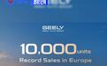 吉利9月欧洲市场销量首次突破10000辆 里程碑时刻