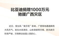 比亚迪捐赠1000万元驰援广西台风灾区