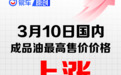 国内油价将于3月9日24时起调整 加满一箱油将多花27.5元