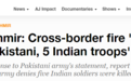 印巴在克什米尔地区交火 8名士兵死亡
