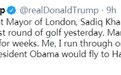 打高尔夫遭伦敦市长嘲讽 特朗普：奥巴马还飞夏威夷打呢