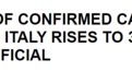 意大利新冠肺炎确诊病例增至3089例 政府计划禁止进行公共活动