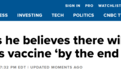 特朗普：新冠病毒疫苗年底出来
