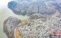 航拍江西新余初雪 仙女湖环湖路银装素裹（图）
