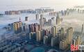 石家庄：晨雾起 朝曦美