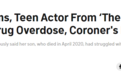《闪电侠》扮演者洛根·威廉姆斯因吸毒过量去世 年仅16岁