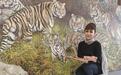 祥虎献瑞 在西安生活的俄裔油画家创作《七虎祈福》油画作品