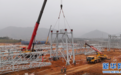 湖北黄石1000千伏变电站新建工程开始构架吊装作业