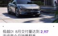 极越01汽车8月交付2117台、环比增长108%，连续两个月翻番