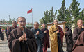 河北正定临济寺住持慧憨法师一行到菏泽临济草寺参访交流
