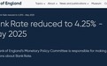 英国央行如期降息25个基点，投票阵容却意外分裂为三方