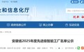 安徽省2025年度先进级智能工厂名单公示