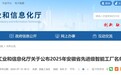 最新！2025年安徽省先进级智能工厂名单公布