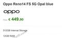 OPPO Reno14 FS 5G手机曝光：5000万主摄，12GB+512GB组合售450欧元