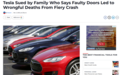特斯拉遭诉讼：Model S事故后起火 车门无法打开致5人死亡