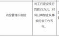 工行定安支行被罚25万，涉内控管理不到位