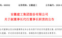 安徽建工：董事长杨善斌辞职 选举龚健勇为副董事长并代行职责
