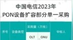 中国电信PON设备扩容集采：<em>ONU</em>规模超百万线，华为、中兴、烽火中标