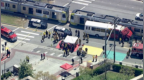 美国洛杉矶一地铁与校车相撞，致55人受伤