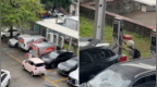 男子拿灭火器砸了两辆车，疑等待充电时间太长，警方：人已被控制