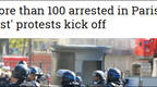 黄背心第45周示威升级 警方半日拘捕106人