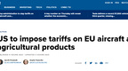 美国将对欧盟飞机和农产品征收关税：最高达25%