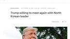 特朗普：愿与朝鲜领导人金正恩再次见面