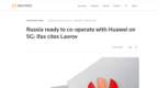 俄外长：俄准备与中国以及华为在5G技术上开展合作