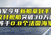 海军今年新船拿到手软，交付舰船突破30万吨，等于0.8个法国海军