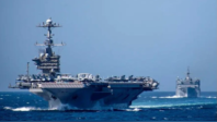 为空袭做准备？美航母现身阿曼海岸附近