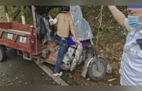 三轮车刹车失灵撞树卡住司机 景德镇消防紧急救援