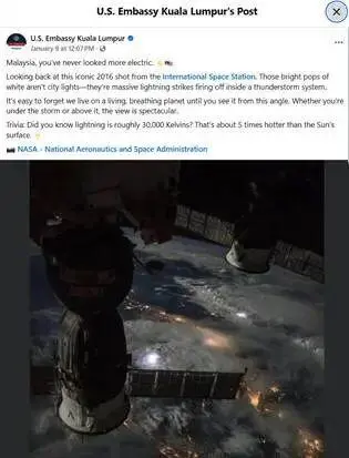 美国大使馆帖文引发马来西亚网友大量调侃