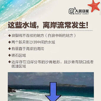 警惕 在海边看到离岸流请立即上岸 离岸流没有浪花 很难引起人注意 凤凰网