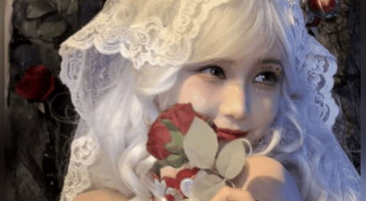 李一桐白玫瑰造型如花仙子下凡 蕾丝配红玫瑰甜度满分