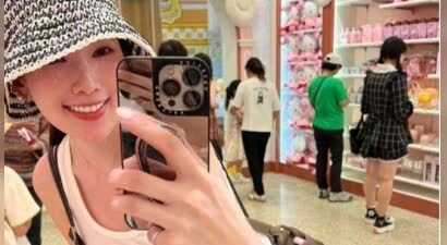 林志颖老婆陈若仪游玩新加坡，外表清秀皮肤白哲，完全不像三孩妈
