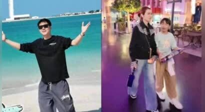 洪欣一家阿联酋度假，张丹峰LV墨镜加持，8星级酒店住豪华生活