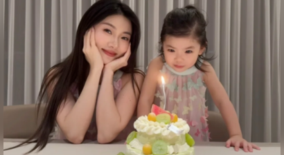 程晓玥晒全家福庆生，老公高富帅女儿也好漂亮，配文被猜怀二胎