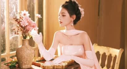 张予曦身着粉色礼裙俏皮灵动 造型盘发气场强大