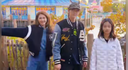 张丹峰一家四口同游，洪欣仅晒母子三人视频，11岁女儿身高抢眼