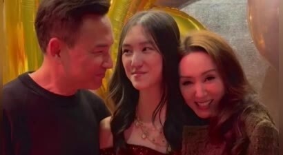 郭可盈女儿办生日派对，16岁林天若模样清纯打扮显老，个子比妈高