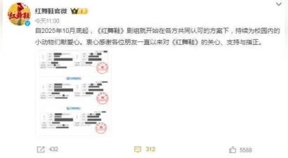 《红舞鞋》剧组晒捐款记录回应撞猫事件：持续关怀校园小动物