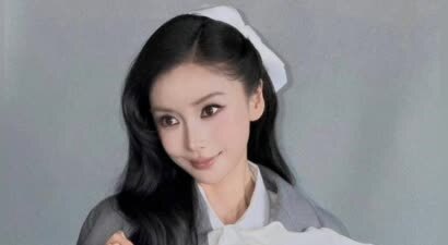 Angelababy身穿灰西装搭配白蝴蝶结 青春亮眼