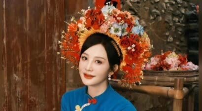 陶红解锁蟳埔簪花传统造型 温婉柔和 满是古典韵味