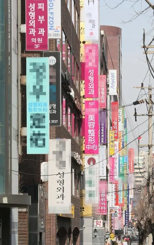首尔江南街头，大大小小的整形医院鳞次节比。 资料图 图自韩媒