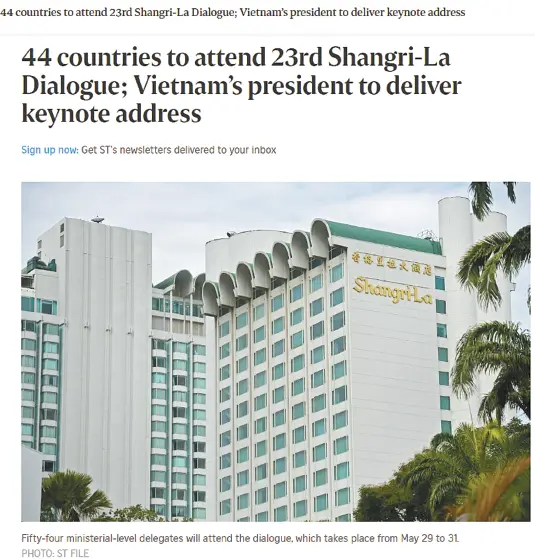 新加坡《海峡时报》网站28日报道截图。(来源:《海峡时报》网站)