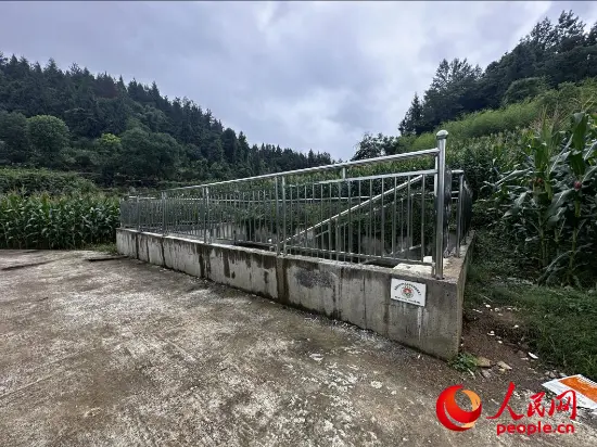出现渗漏的洞口村高标准农田1号蓄水池。人民网记者 游天燚摄