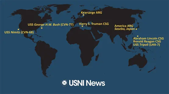 6月13日，三艘美国航母已经聚集在菲律宾海。