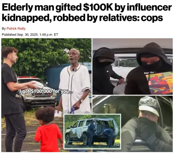 老人做善事赢得$10万 却遭亲侄子绑架 扔进燃烧的车里