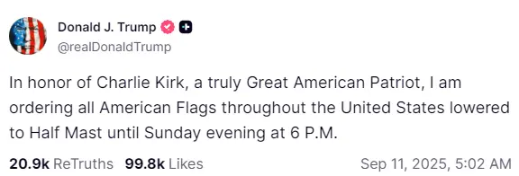 盟友遭暗杀 枪手仍在逃,特朗普:美国遭遇黑暗时刻