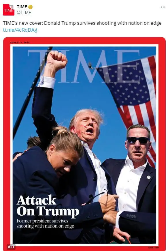 特朗普遇袭经典照片登上《时代》杂志封面